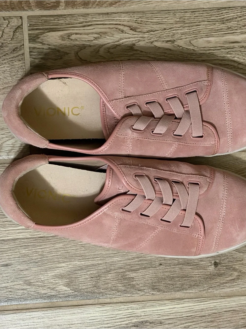 Vionic Jean Pink Suede Slip On Sneakers Tennis Shoes Size 9